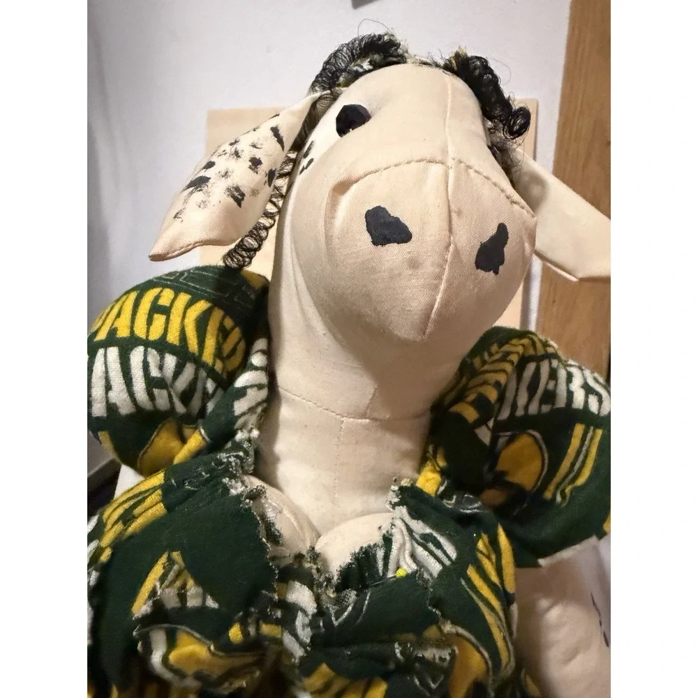 Vintage Wisconsin Packers Cow Plush Handmade 17in Folk art